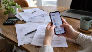 Illustration : Téléphone utilisé près de documents personnels