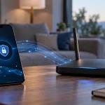 Téléphone et routeur illustrant la protection des requêtes réseau