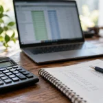 Illustration : Calculatrice près d’un tableur