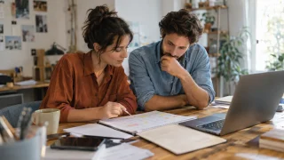 Illustration : Deux personnes examinant un calendrier