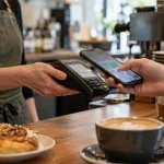 Illustration : Téléphone approché d’un terminal de paiement