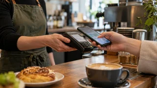 Illustration : Téléphone approché d’un terminal de paiement