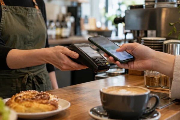 Illustration : Téléphone approché d’un terminal de paiement