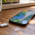 Illustration : Téléphone et câble de charge sur une table