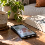 Illustration : Téléphone près d’un livre pendant une pause