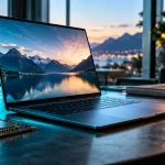Ordinateur portable et bureau de travail