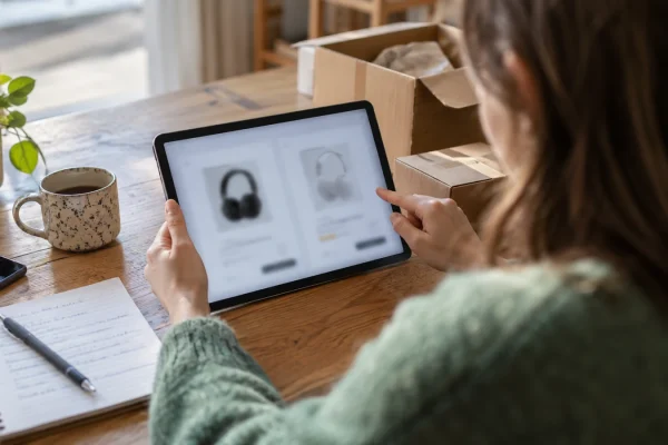 Illustration : Comparaison d’offres avec une tablette