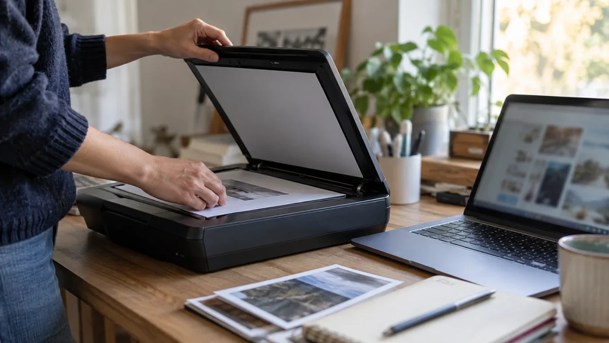 Illustration : Document papier sur un scanner