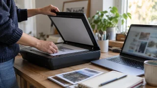 Illustration : Document papier sur un scanner