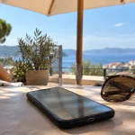 Illustration : Téléphone à l’ombre sur une terrasse